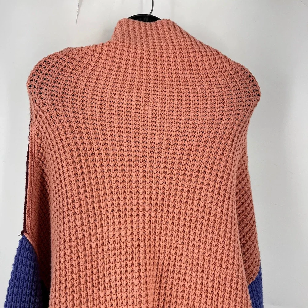 Free People Park City Colorblock Chunky‎ Knit Sweater Mock Neck Women SZ S